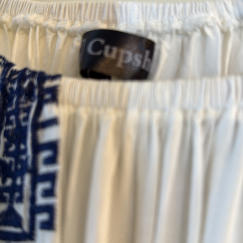 Summer White Dress with Navy Blue Embroidery - Picture 5 of 10